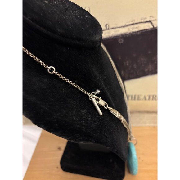 Kenneth Cole Silver-Tone Multi-Strand Chain Necklace With Turquoise Pendant - Picture 8 of 12